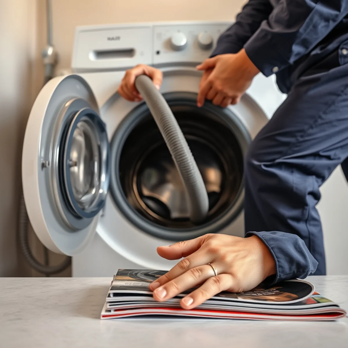 Inspecting washing machine hoses for bulging and corrosion