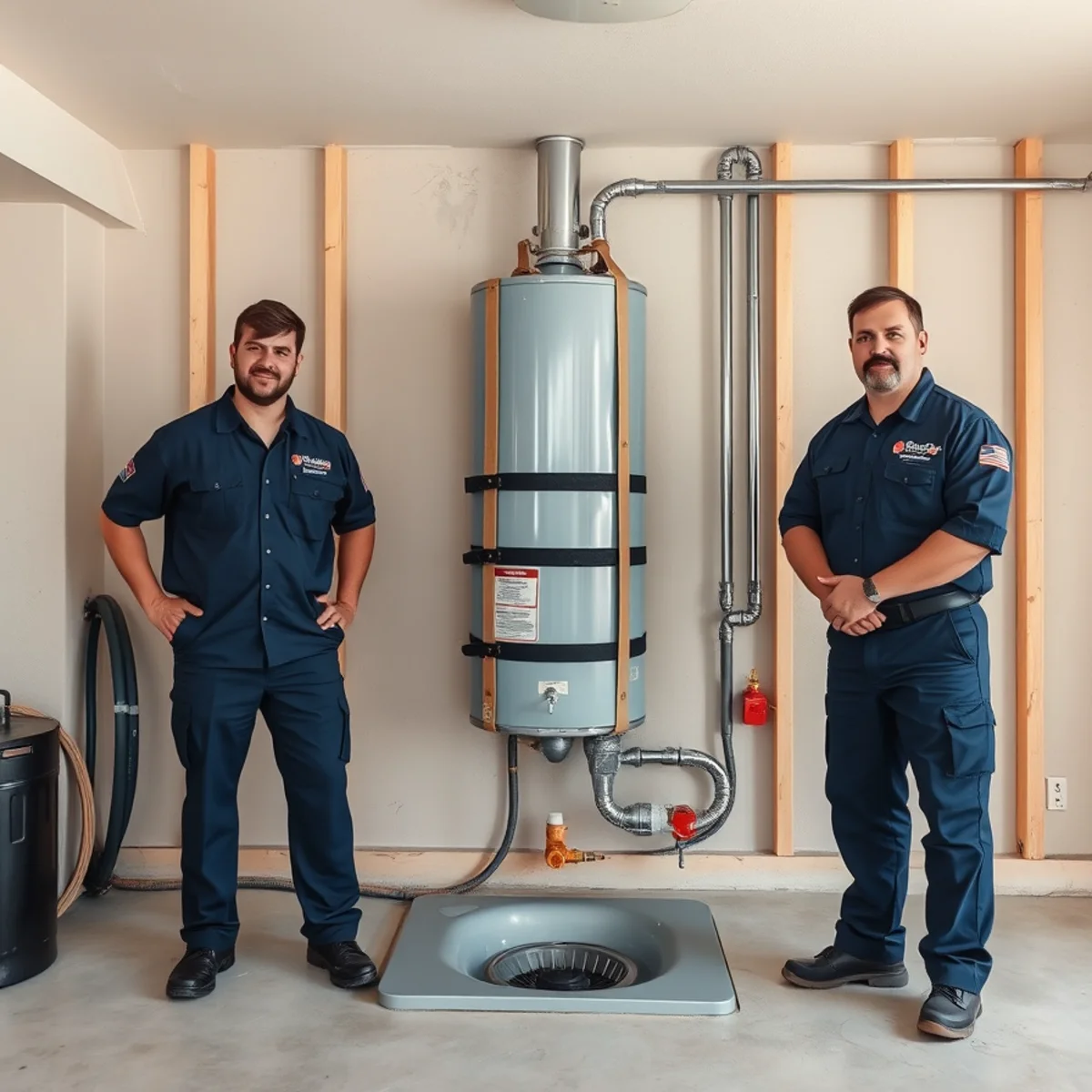 Properly strapped water heater in a garage meeting California seismic bracing requirements