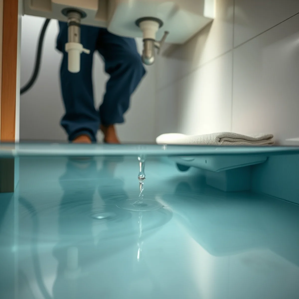 Category 1 clean water from a failed supply line on a tile floor