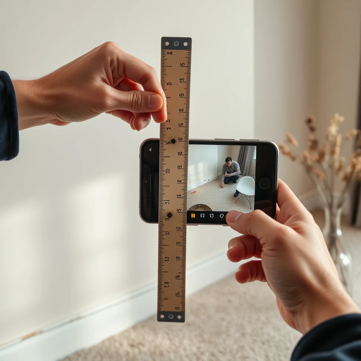 Photographing a waterline with a tape measure for scale