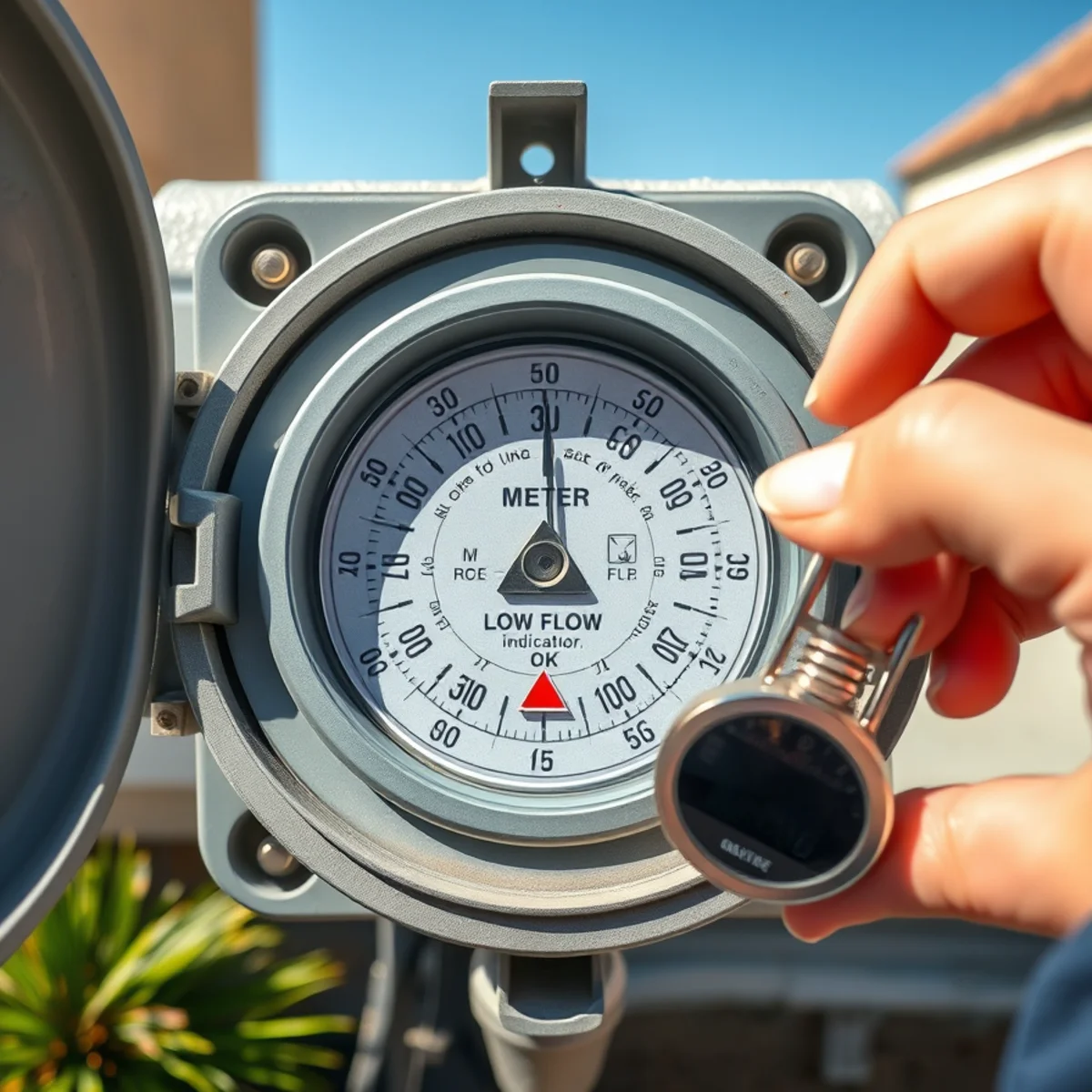 Watching the water meter low flow indicator to confirm a hidden leak