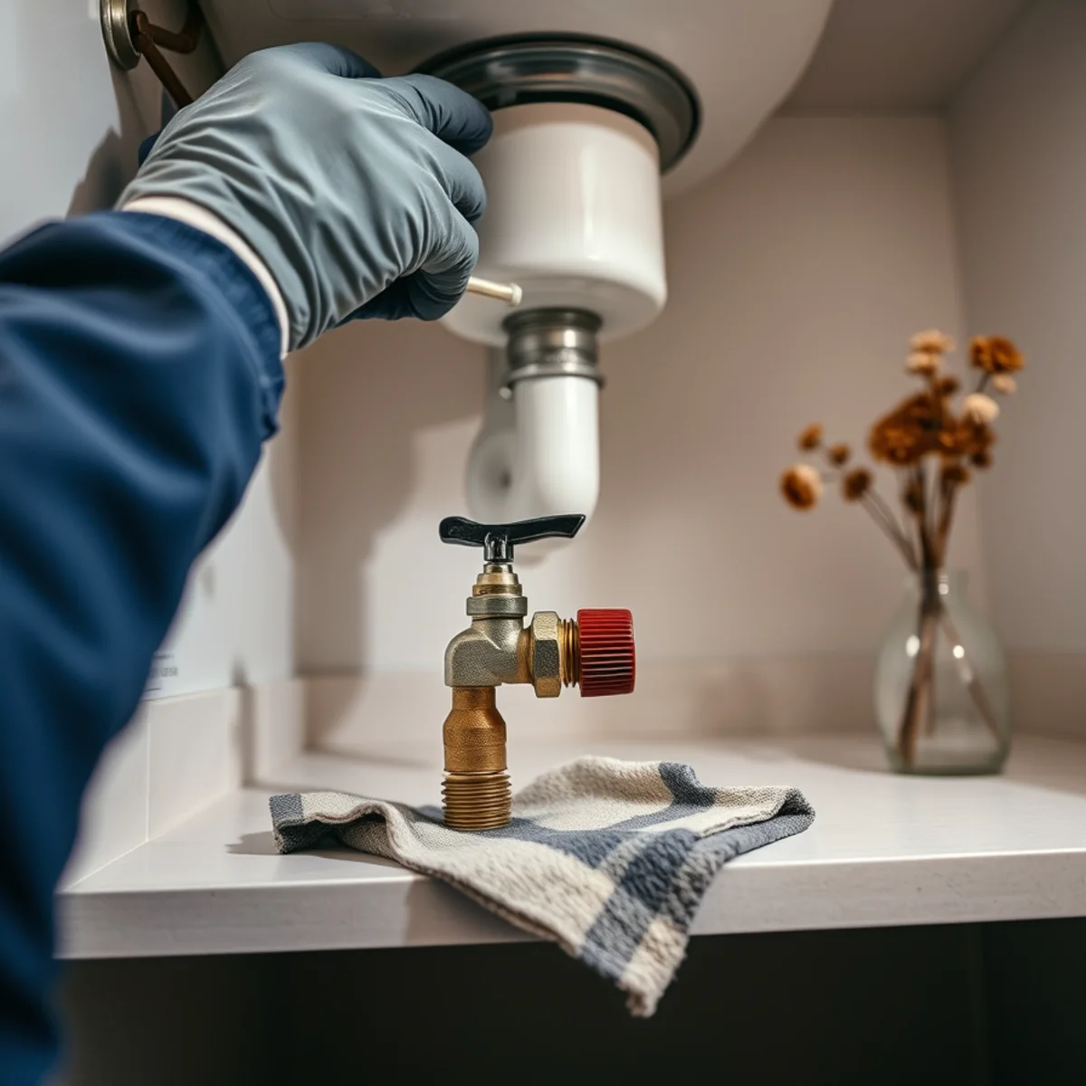 Replacing a seized angle stop under a bathroom sink