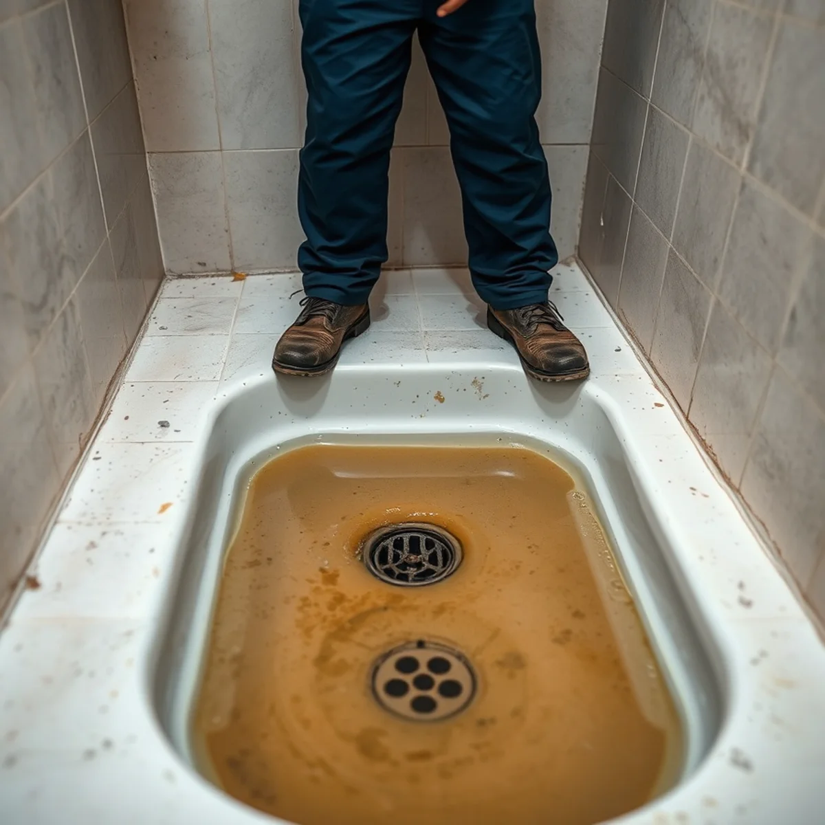 Wastewater backing up into a ground floor shower drain in an Orange County home