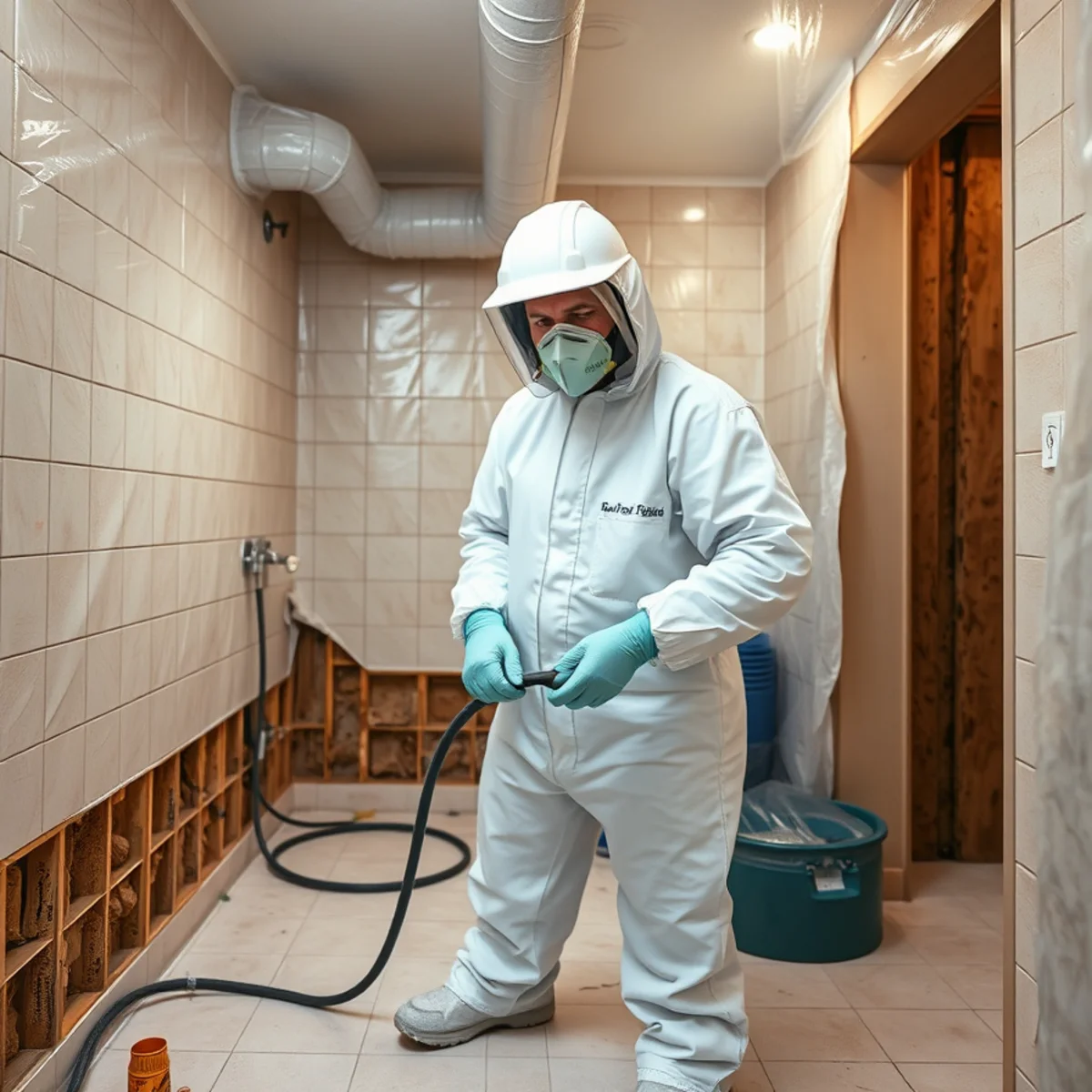 Containment and negative air setup for a Category 3 sewage cleanup in an Orange County home