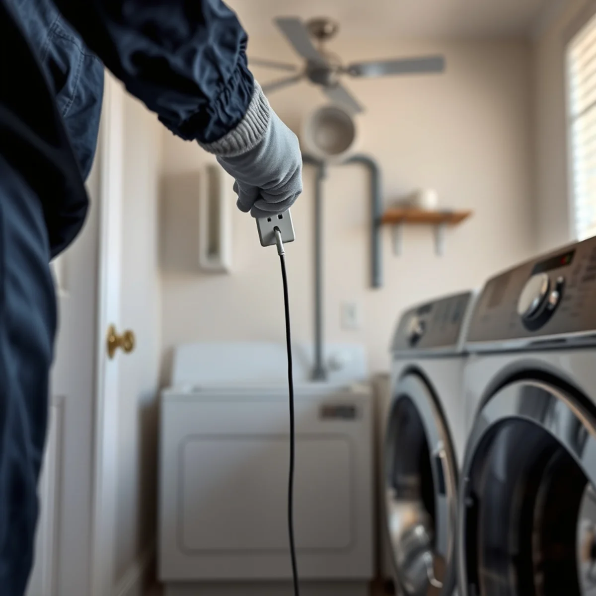 Unplugging laundry appliances away from standing water