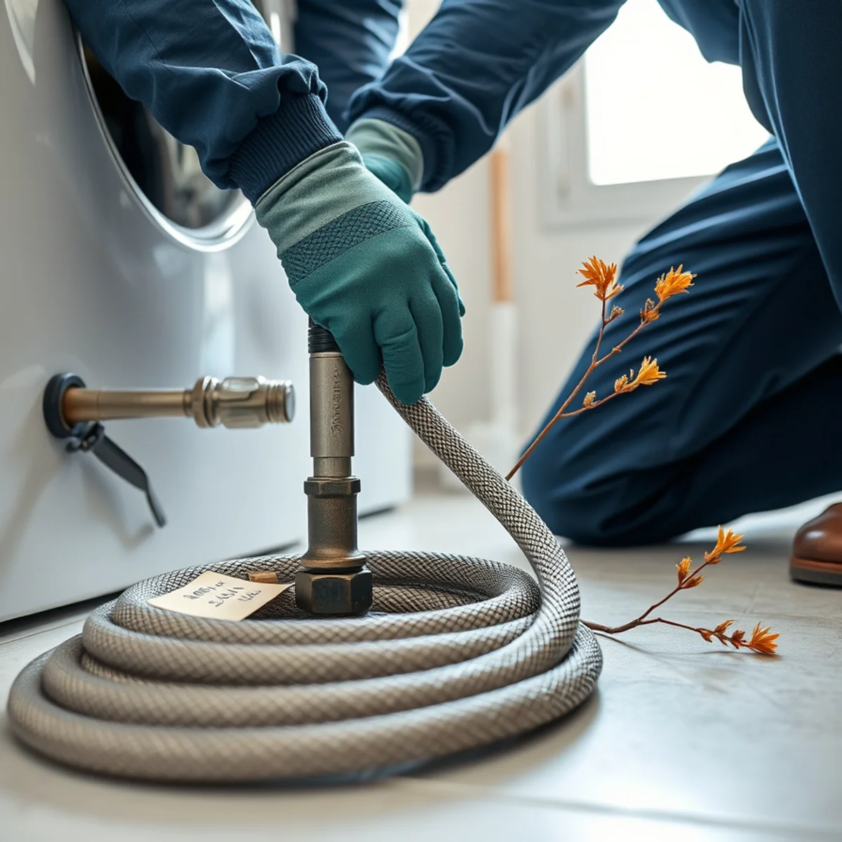 Fitting new braided stainless supply hoses behind a washing machine