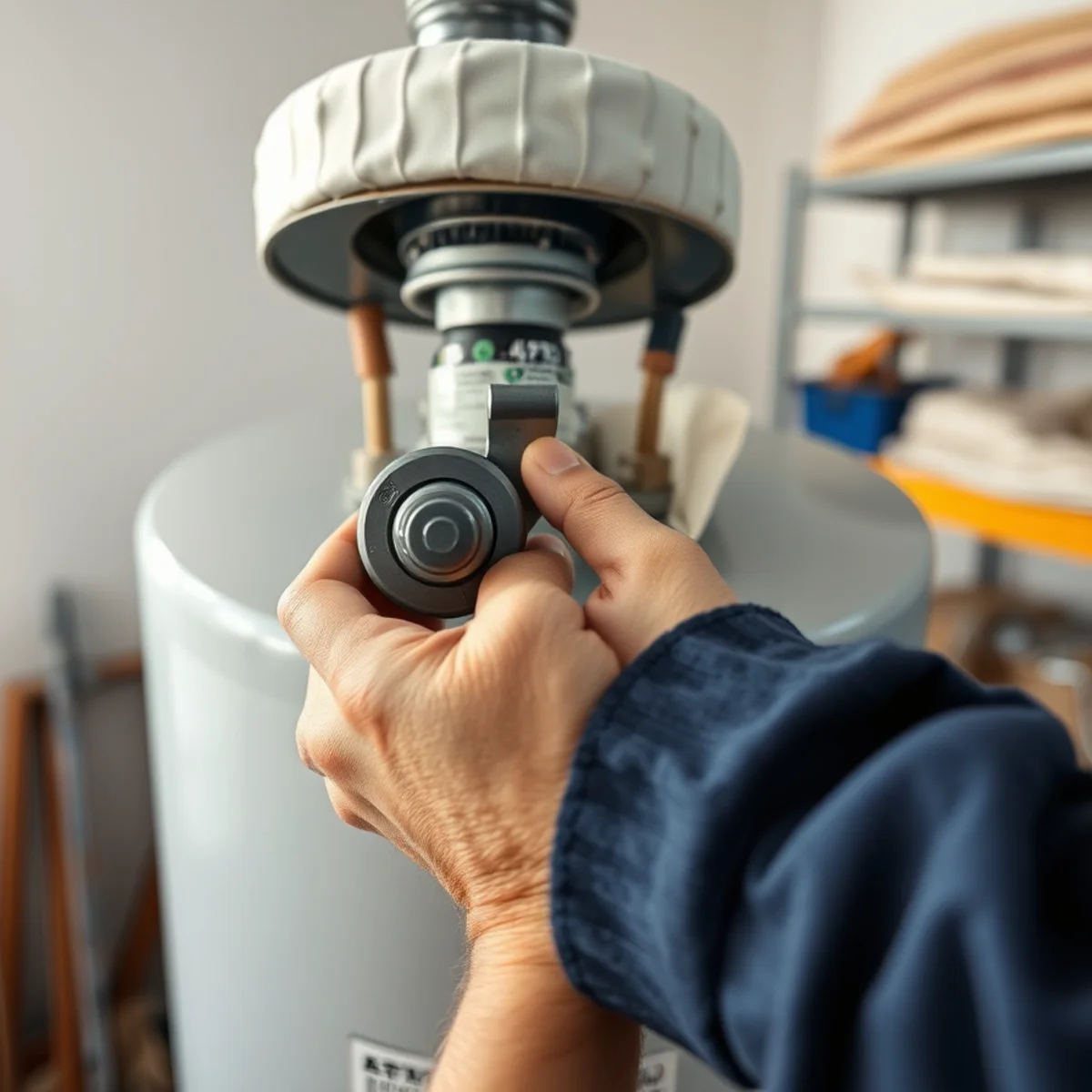 Closing the cold water inlet valve on top of a leaking water heater