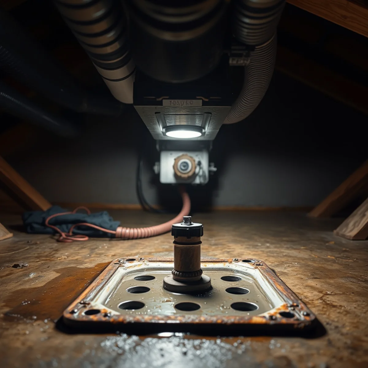 Attic air handler condensate overflow causing ceiling damage in an Irvine, CA home