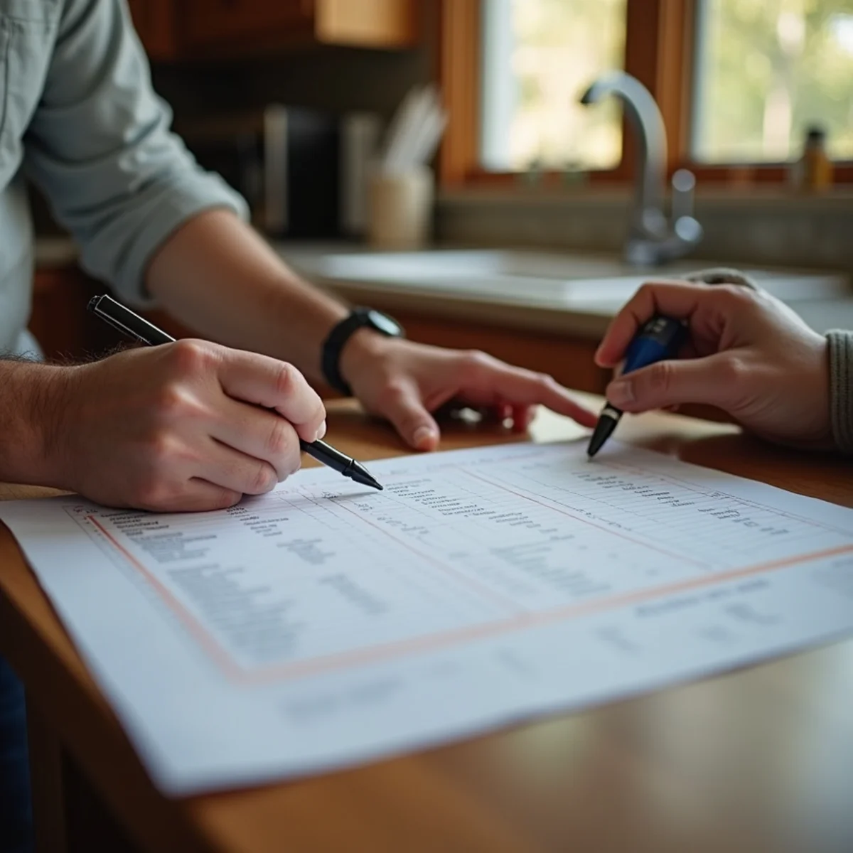 Reviewing a line-item water damage scope of work with an Irvine, CA homeowner
