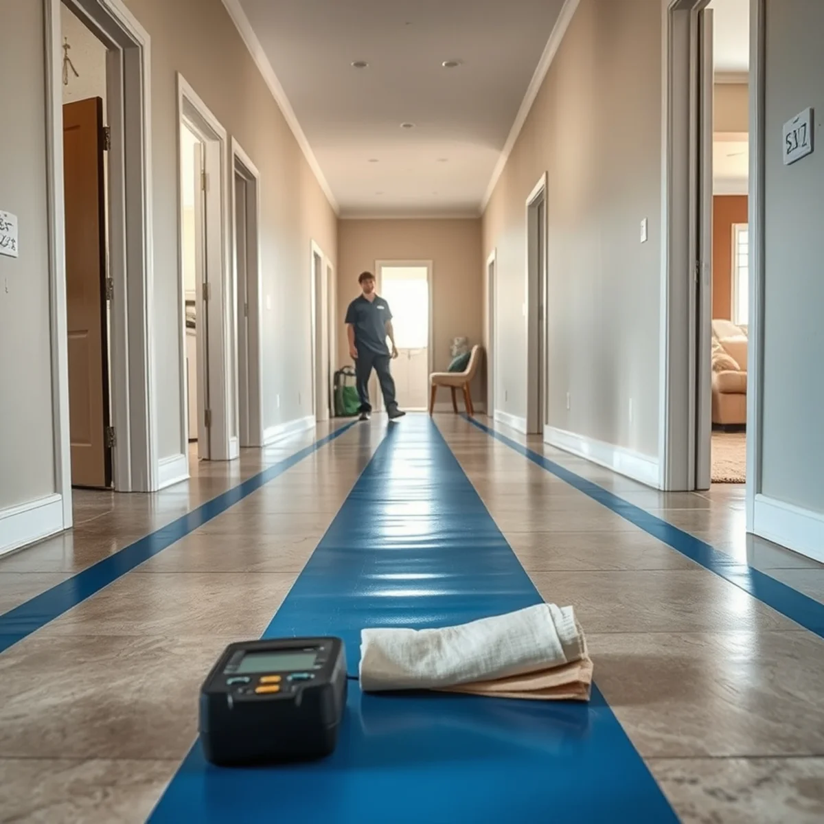 Moisture boundary mapped across three rooms from one slab leak in El Camino Real, Irvine