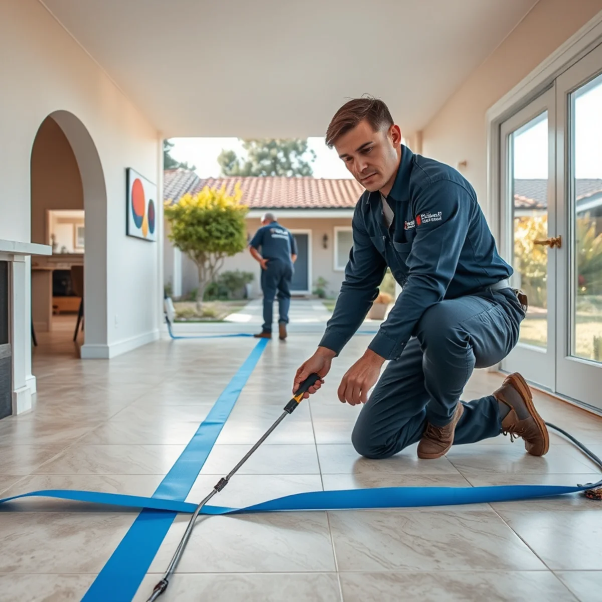Moisture mapping a single-story slab leak in an El Camino Real home in Irvine, CA