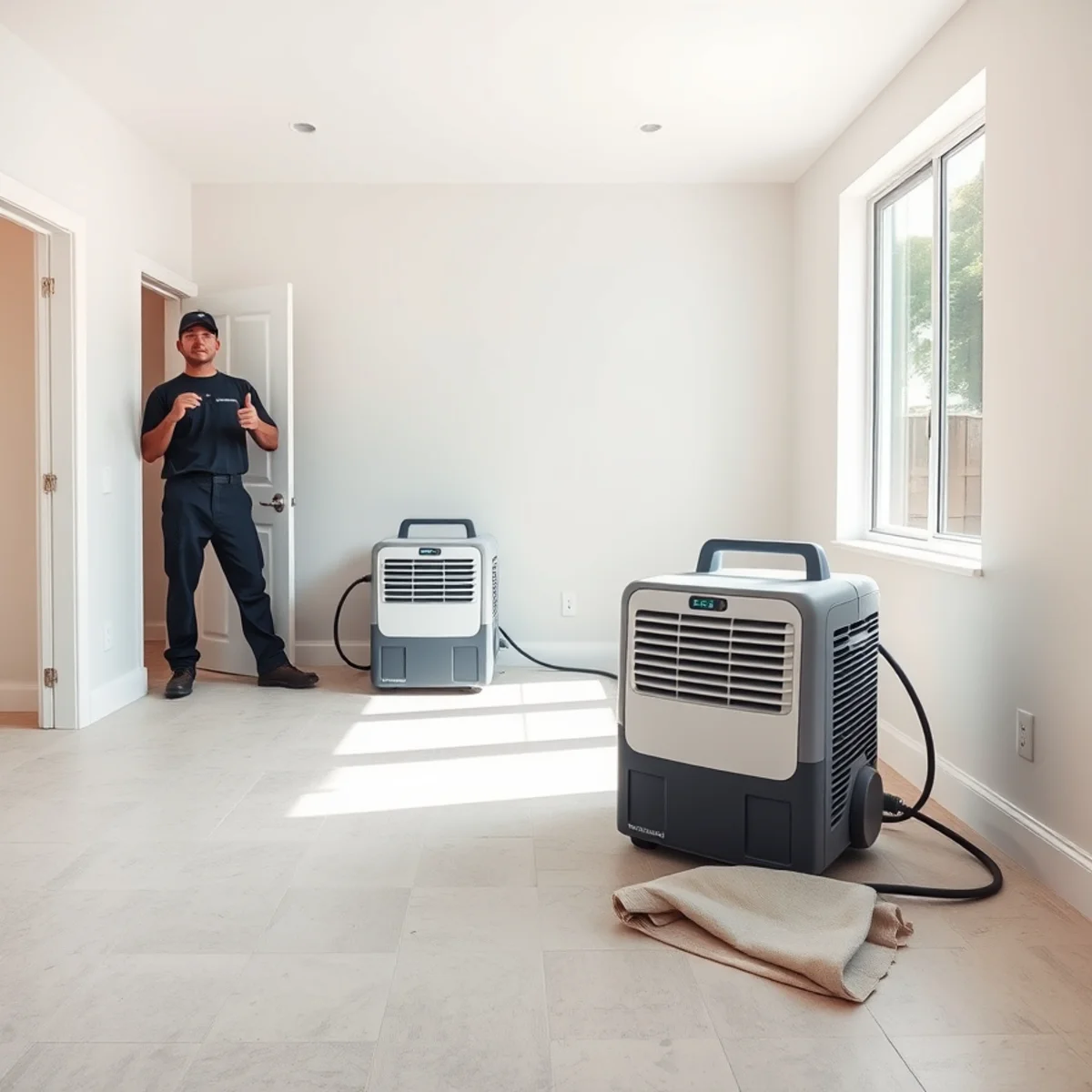 Controlled dehumidification clearing construction moisture from a new Great Park, Irvine home
