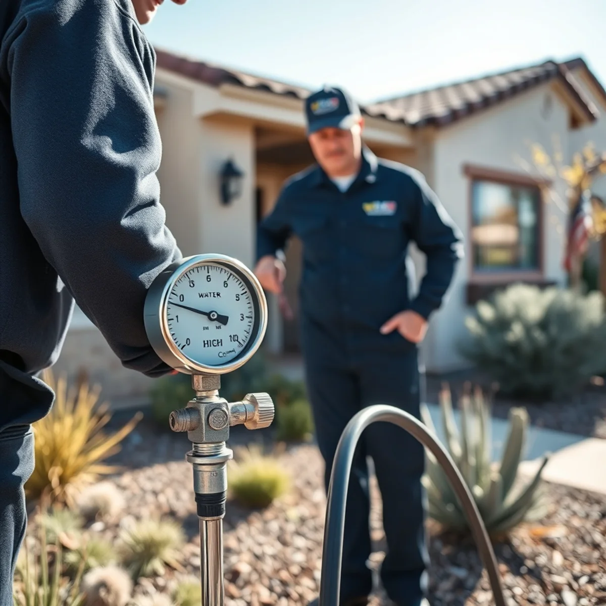 Checking water pressure and supply lines at a Parkside home in Irvine, CA