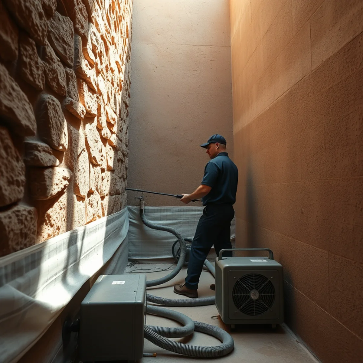 Cavity drying system protecting irreplaceable stone finishes in a Shady Canyon, Irvine estate