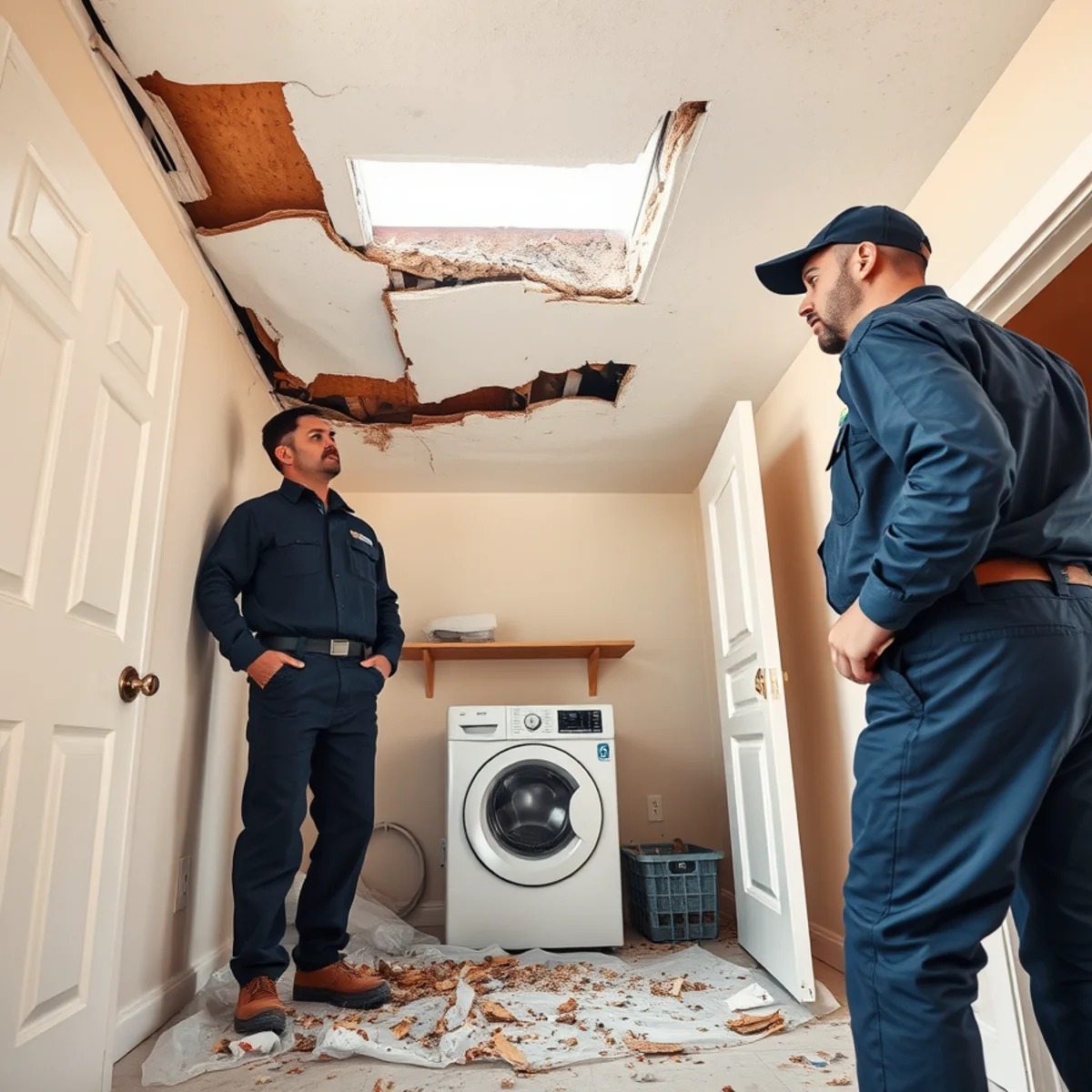 Second floor laundry water damage repair in a Stonegate home in Irvine, CA