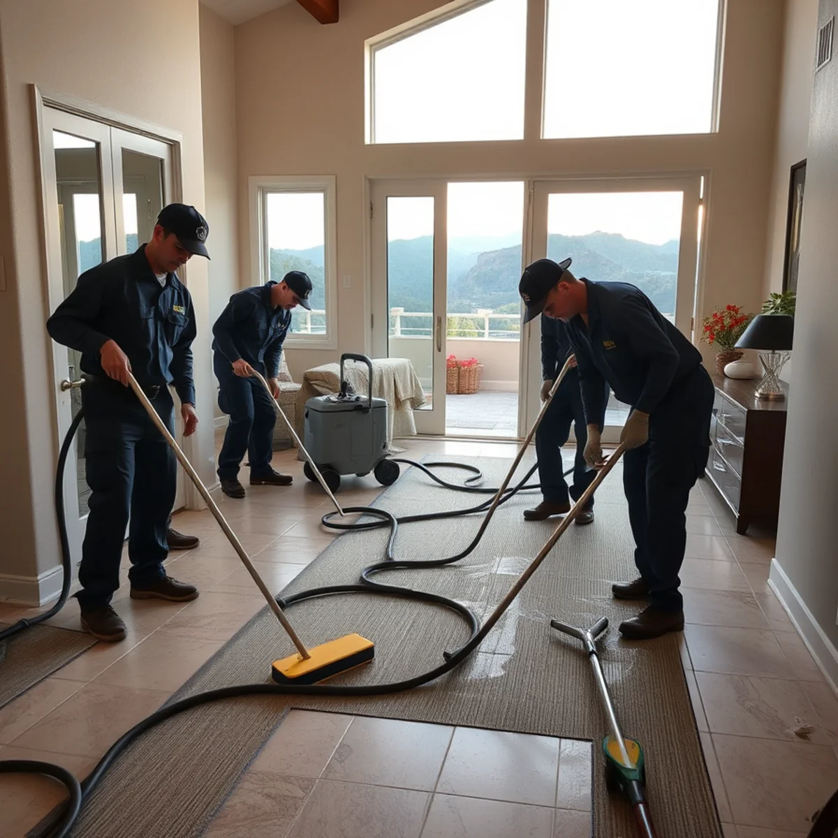 Protected work area during water damage restoration in a Turtle Ridge home in Irvine, CA