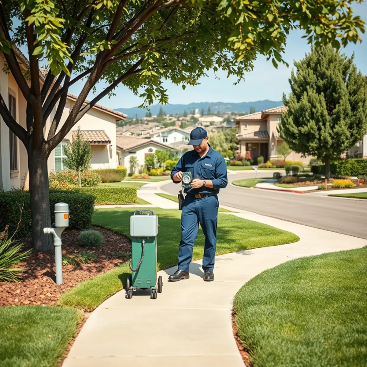 Locating a common-area irrigation leak beside a Woodbury home in Irvine, CA