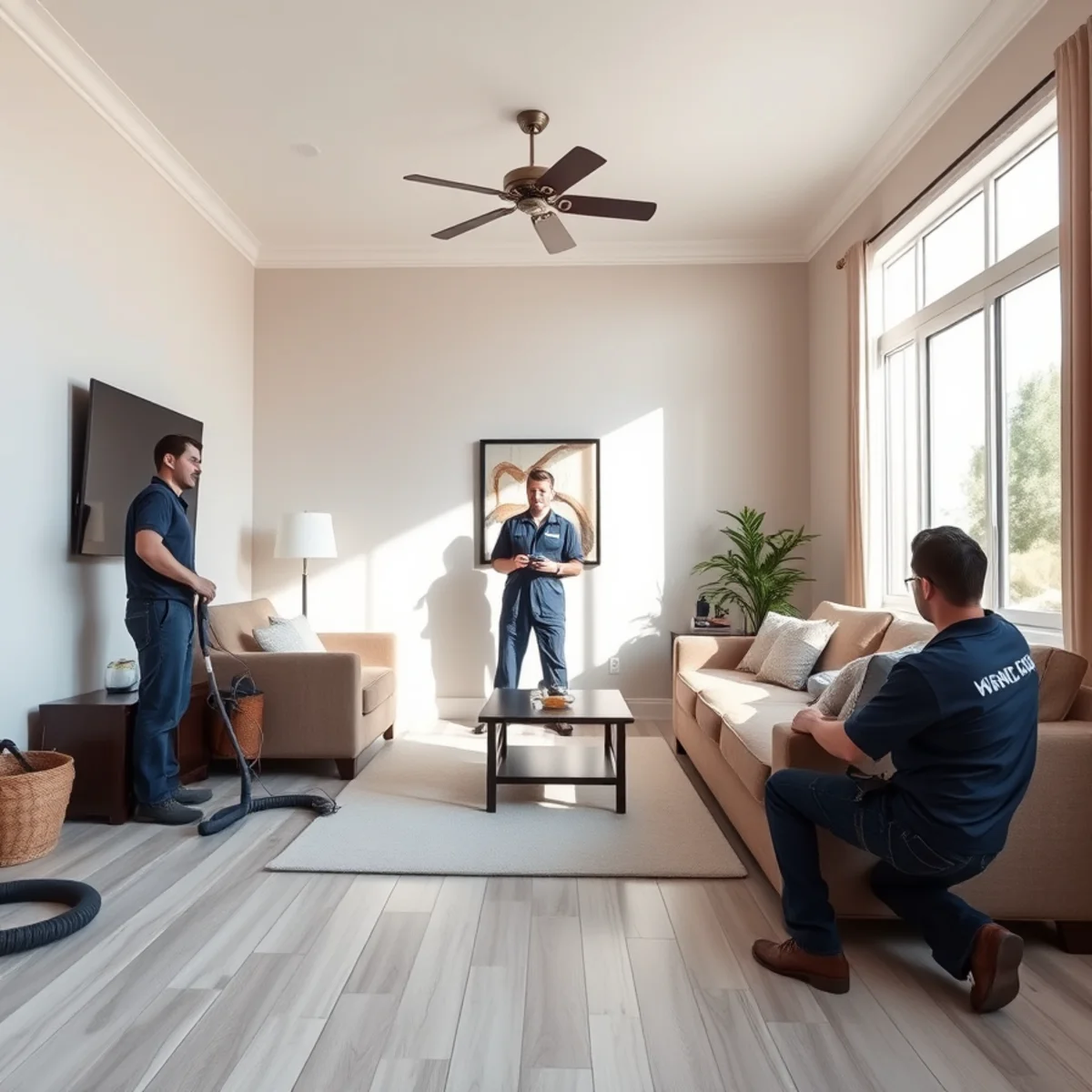 Restored Irvine, CA living room after professional water damage repair