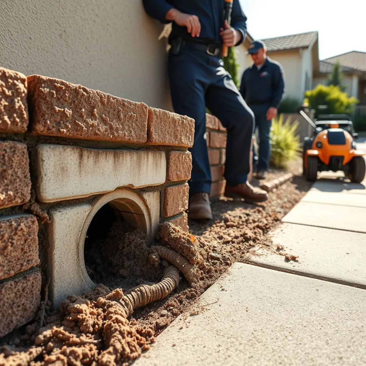 Silted subdrain behind a retaining wall at a Laguna Niguel, CA hillside home