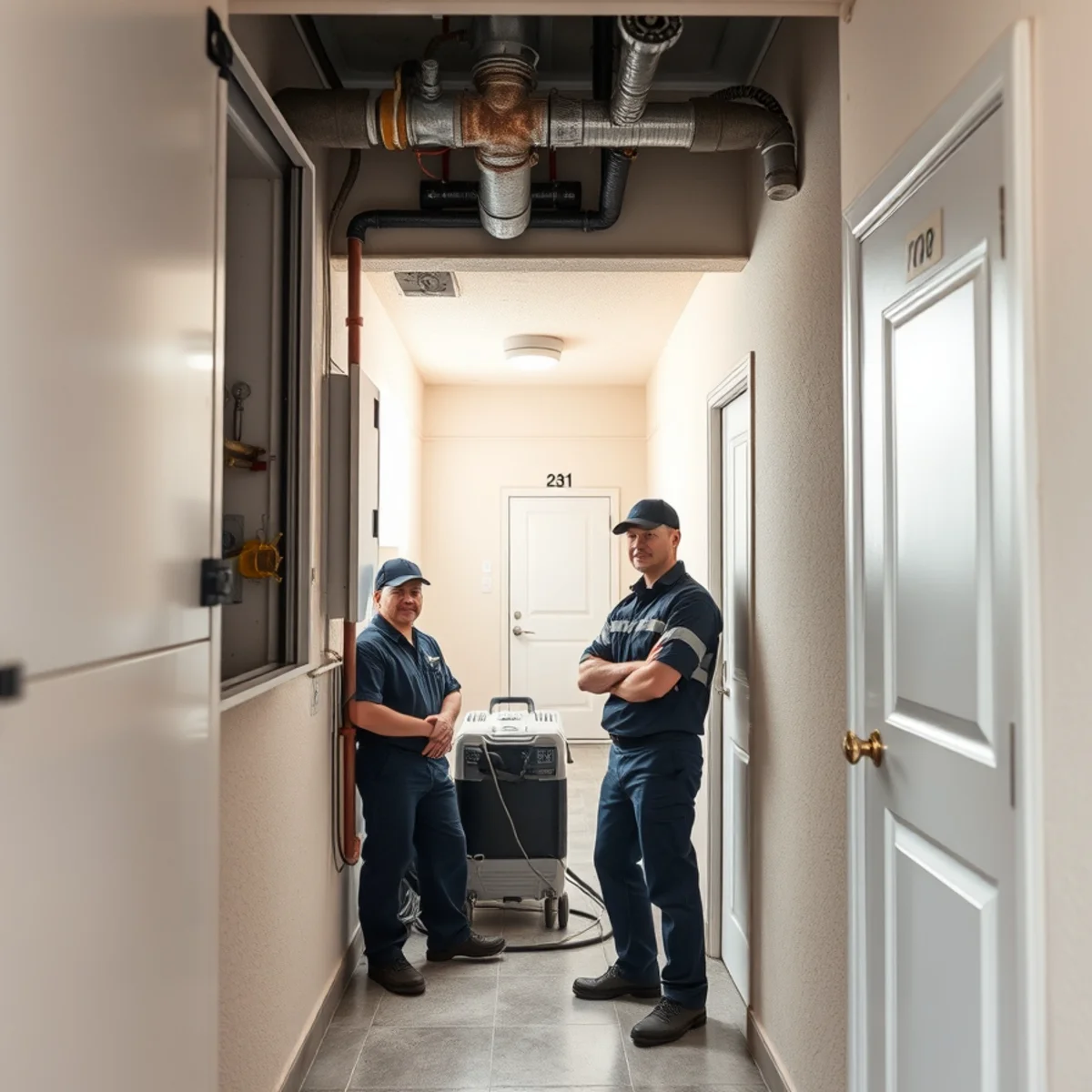 Shared riser failure affecting several units in an older Long Beach, CA apartment building