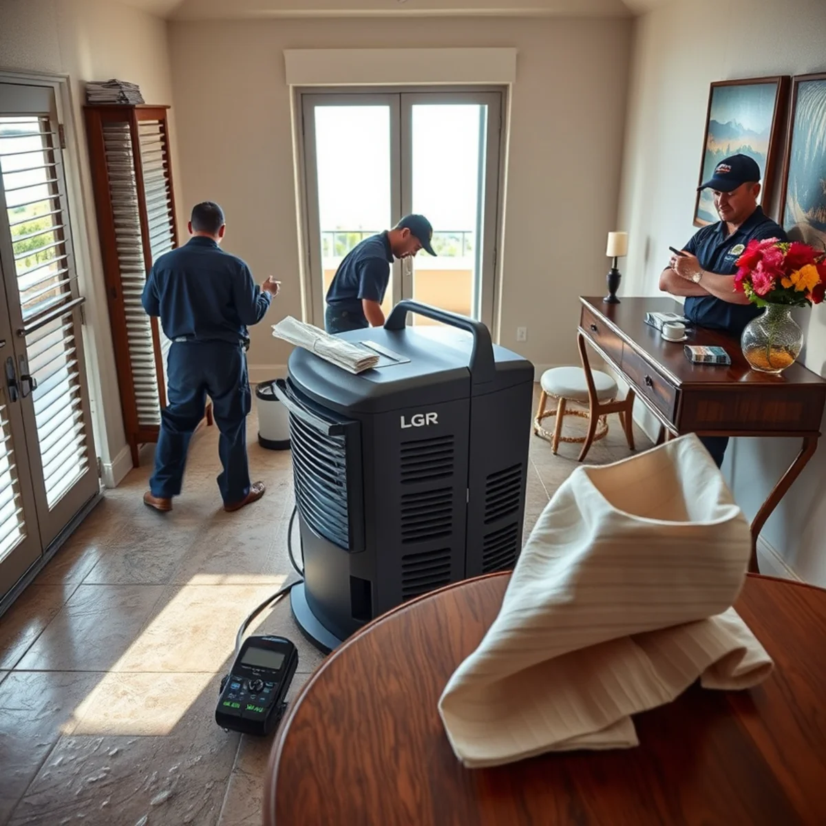 Closed-system drying against marine layer humidity in a Newport Coast, CA home