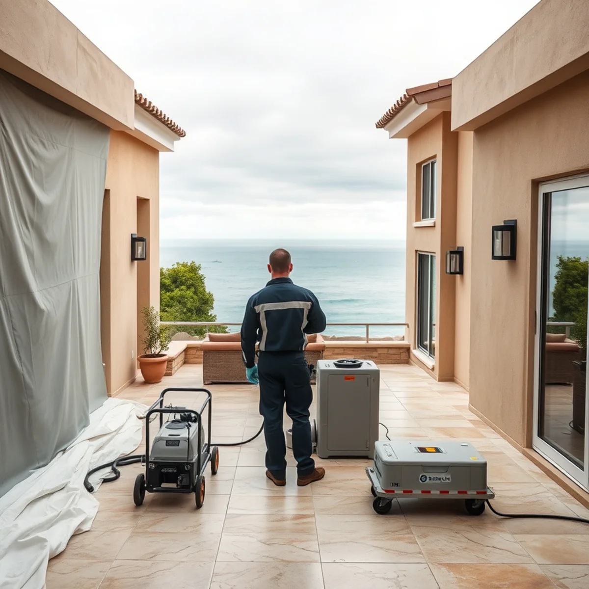 Specialty drying equipment protecting finishes in a Newport Coast, CA home