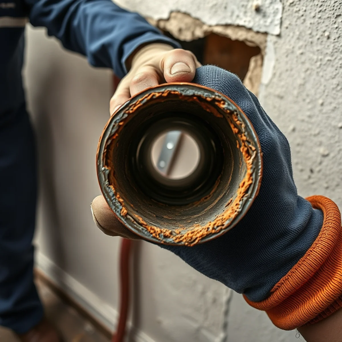 Corroded galvanized supply pipe removed from an Old Town Tustin, CA cottage wall