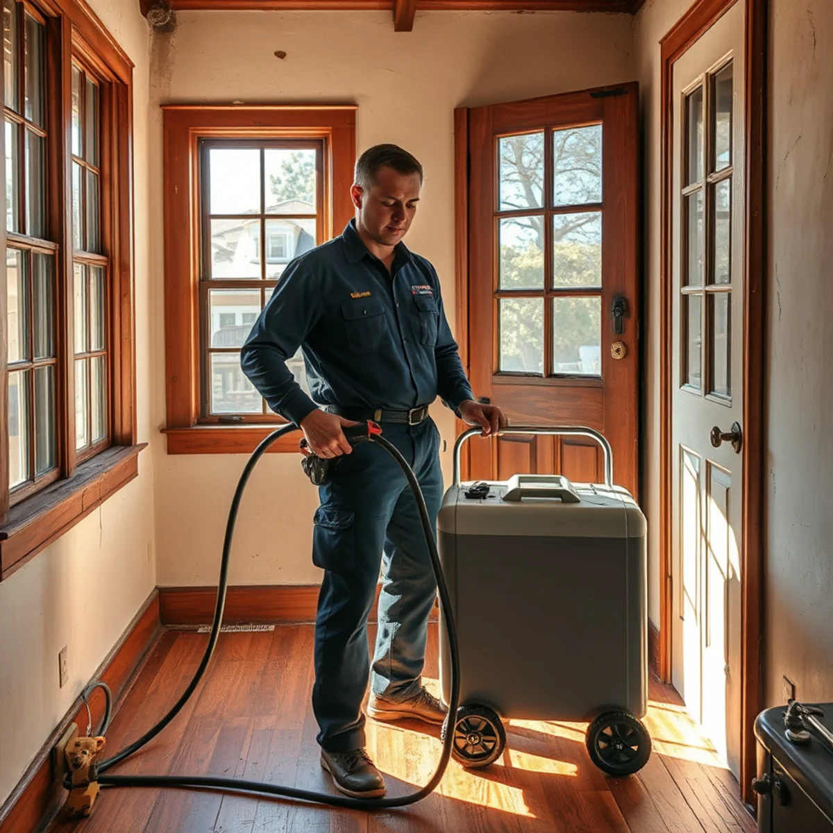 Drying original plaster walls in a historic Old Town Tustin, CA home
