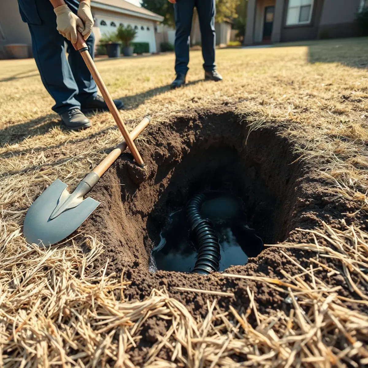 Broken buried irrigation lateral saturating soil beside a large Yorba Linda, CA property
